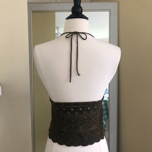 Homemade Crochet Y2K Green Halter Crop Top Small Sweetheart Festival Whimsigoth - Picture 4 of 9